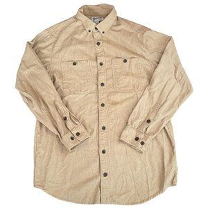 Duluth Trading Co Shirt Mens XL Tall XLT Beige Tan Flannel Slim Fit 100% Cotton